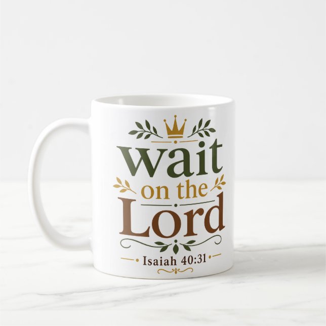 Caneca De Café Aguarde no Senhor Devocional Cristão Matinal (Esquerda)