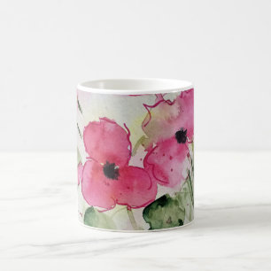 Caneca De Café Aguarela de flores rosas