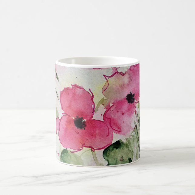 Caneca De Café Aguarela de flores rosas (Centro)