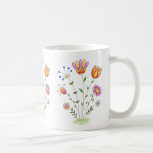 Caneca De Café Aguarela moderna das flores pintados mão