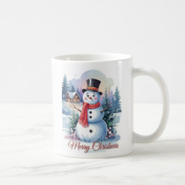 Caneca De Café Aguarela Natal Feliz Boneco de Neve