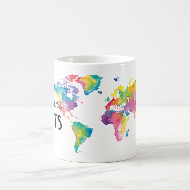 Caneca De Café Aguarela que meu mundo por Moda ilustrou (Centro)