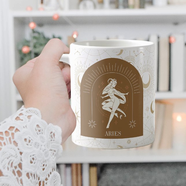 Caneca De Café Águas Místicas Estrelas Zodiosas Horoscópio (Mystic Aries Zodiac Stars Horoscope Coffee Mug)
