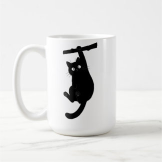 Caneca De Café Aguente firme Silhueta engraçada de gato preto