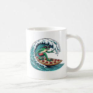 Caneca De Café Aguente Seis! Surf com Sapo no Conselho de pizza