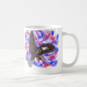 Caneca De Café Águia americana com fogos-de-artifício