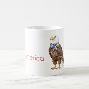 Caneca De Café Águia Americana Estrelas Azuis Arco