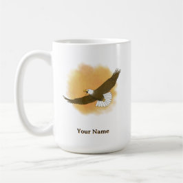 Caneca De Café Águia Americana Personalizada com Fundo Laranja