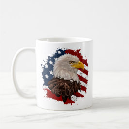 Caneca De Café Águia Balda com Bandeira dos EUA