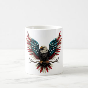 Caneca De Café Águia-careca americana/patriótica russa