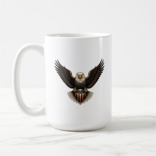 Caneca De Café Águia Careca Patriótica com Escudo da Bandeira Ame