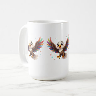 Caneca De Café Águia de desenho animado fofa voando – Arte vetori