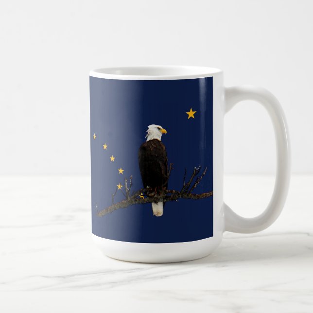 Caneca De Café Águia do Alasca e Bandeira (Direita)