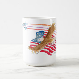 Caneca De Café Águia e Bandeira Americana