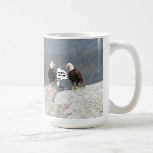 Caneca De Café Águia Engraçada e Gato Branco Clássico de Seagull (Direita)