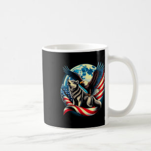 Caneca De Café Águia Ld Americana E Lobo Bandeira Dos EUA 4 De Ju