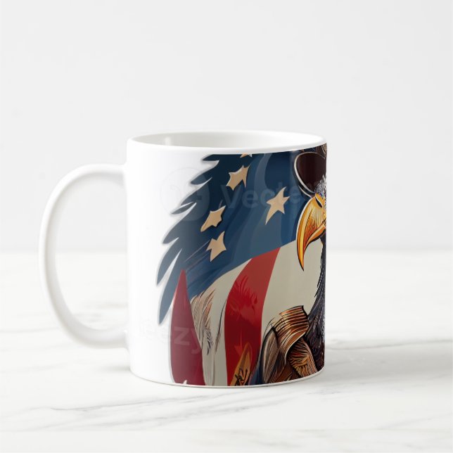 Caneca De Café Águia Majestosa Americana - Arte Patriótica da Vid (Esquerda)