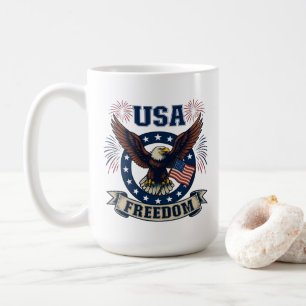 Caneca De Café Águia Patriótica Personalizada Americana Liberdade