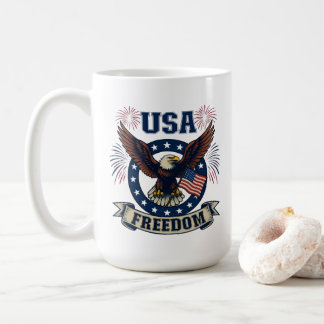 Caneca De Café Águia Patriótica Personalizada Americana Liberdade