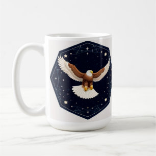 Caneca De Café Águia Voando Contra Fundo Estrelado
