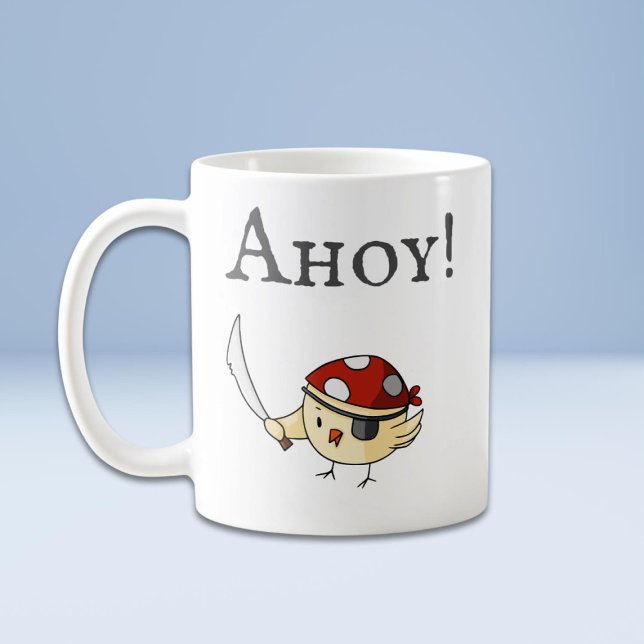 Caneca De Café Ahoy Bird Pirate (Criador carregado)