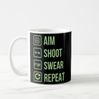 Caneca De Café Aim Shoot Swear Repetir a Piada de vida do Archery