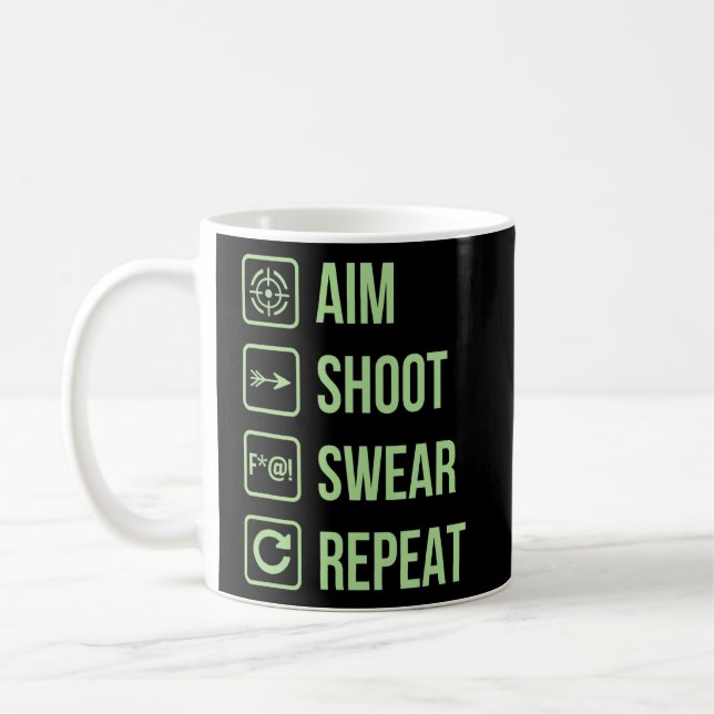 Caneca De Café Aim Shoot Swear Repetir a Piada de vida do Archery (Esquerda)