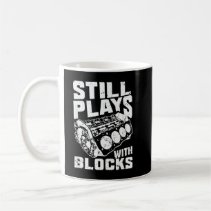 Caneca De Café Ainda Brinca Com Blocos Carro de Corrida Mecânico 