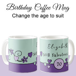 Caneca De Café Ainda fabuloso com 70 nomes verde roxo