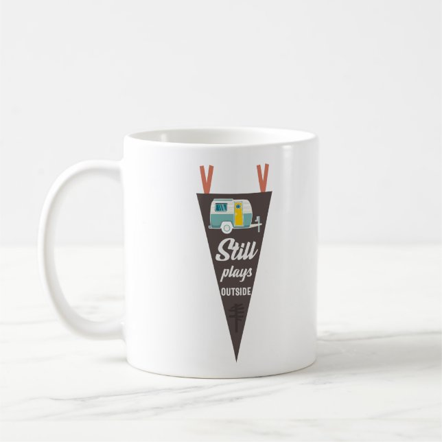 Caneca De Café Ainda Reproduz Fora Do Slogan De Acampamento Engra (Esquerda)