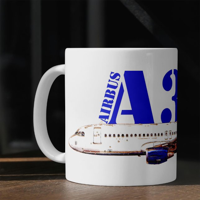 Caneca De Café Airbus a320 Avião Desenho de Aquarela (Criador carregado)