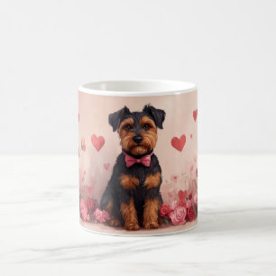 Caneca De Café Airedale com Rosas - Dia dos Namorados