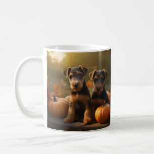 Caneca De Café Airedale Puppy Autumn Delight Pumpkin