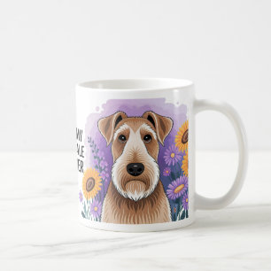 Caneca De Café Airedale Terrier Dog Art com Flores