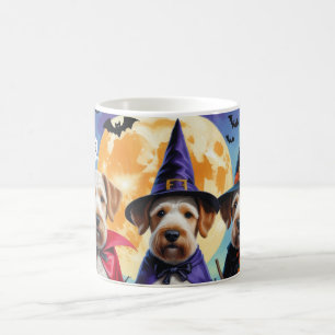 Caneca De Café Airedale Terrier Dogs Pumpkin Halloween Engraçado