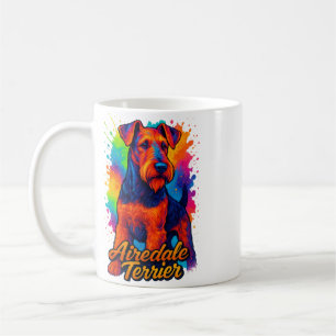 Caneca De Café Airedale Terrier Pop Art Illustração Colorida