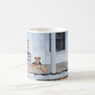 Caneca De Café Airedale Terriers na Varanda