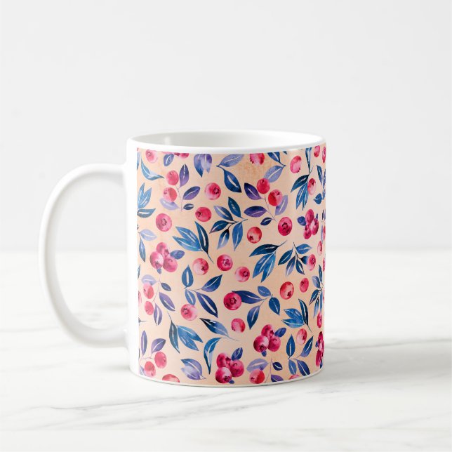 Caneca De Café Airelas e folhas, amoras e berços silvestres, de c (Esquerda)