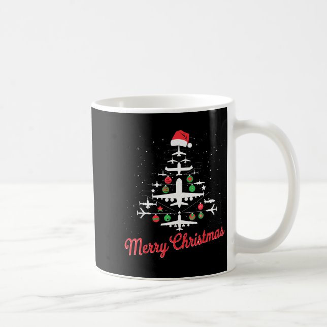 Caneca De Café Airplane Christmas Tree Cute Airplane Xmas Holiday (Direita)