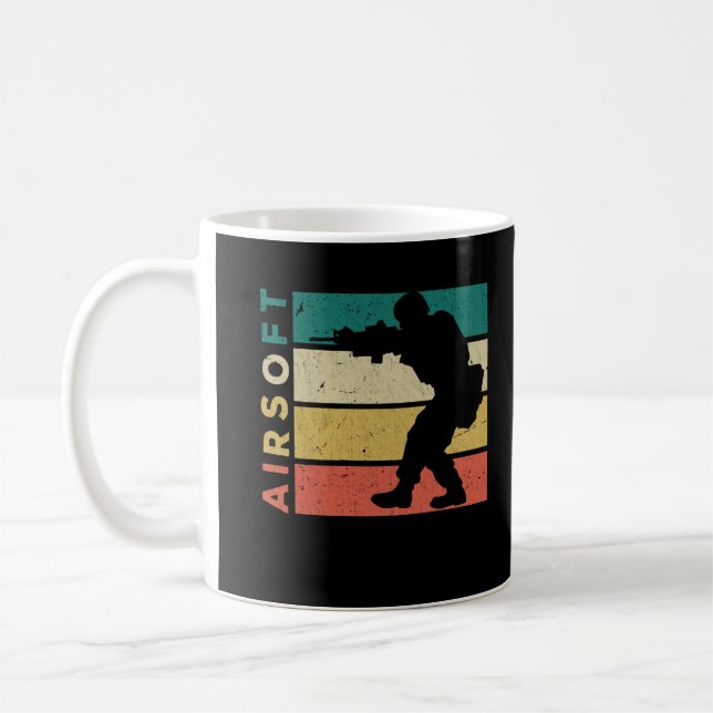 Caneca De Café Airsoft Retro Paintball Airsoft Player (Esquerda)