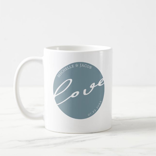 Caneca De Café Airy Pastel | Monograma Love Script Mug (Esquerda)