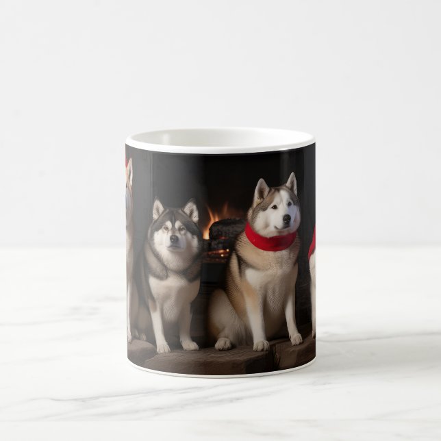 Caneca De Café Akita ao lado da Lareira Natal (Centro)