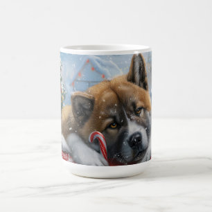 Caneca De Café Akita Dog Christmas Festivo