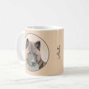 Caneca De Café Akita Painting - Bela Arte Canina Original