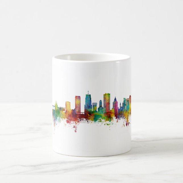Caneca De Café Akron Ohio Skyline (Centro)