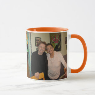 Caneca de café alaranjada dos melhores amigos