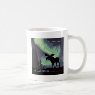 Caneca De Café Alasca   Luzes de Norte Moose
