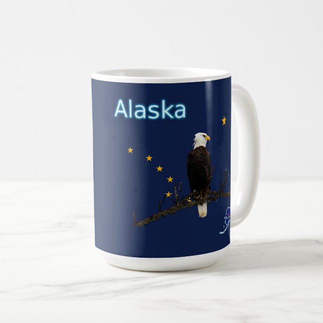 Caneca De Café Alaska Eagle E Flag (Frente Esquerda)
