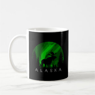 Caneca De Café Alaska Moose Aurora Borealis Paisagem do Alasca Sc