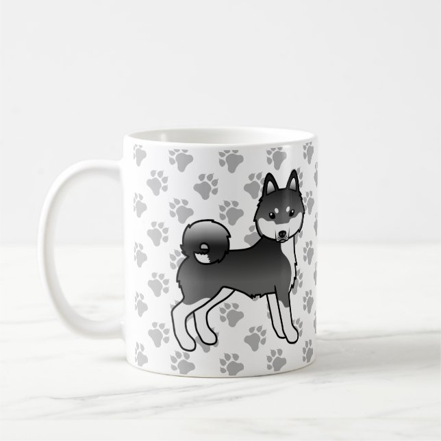 Caneca De Café Alaskan Klee Kai Preto e Branco Cachorro Fofo & Pa (Esquerda)